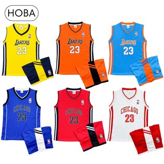 Bộ quần áo bóng rổ trẻ em đồ thể thao trẻ em Lakers, Chicago vải thun mè cao cấp