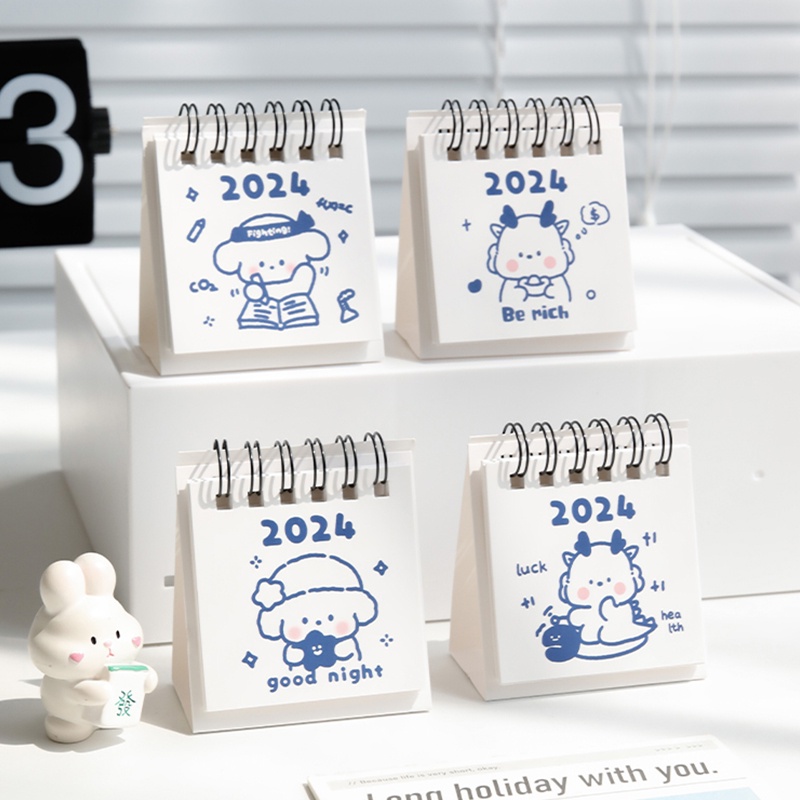 Lịch Để Bàn 2024 mini Hình Thỏ Dễ Thương