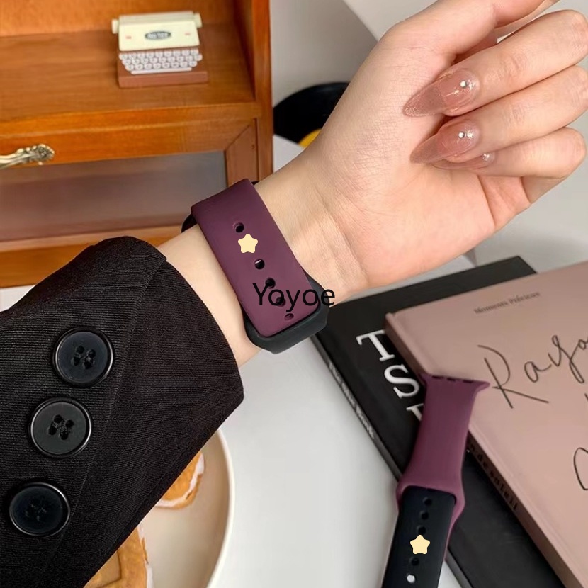 Silicone Dây Đeo Silicon Hai Màu 49mm 45mm 44 / 42mm 41 / 40 / 38mm Cho Đồng Hồ Thông Minh iwatch series 8 7 6 5 se 4 3