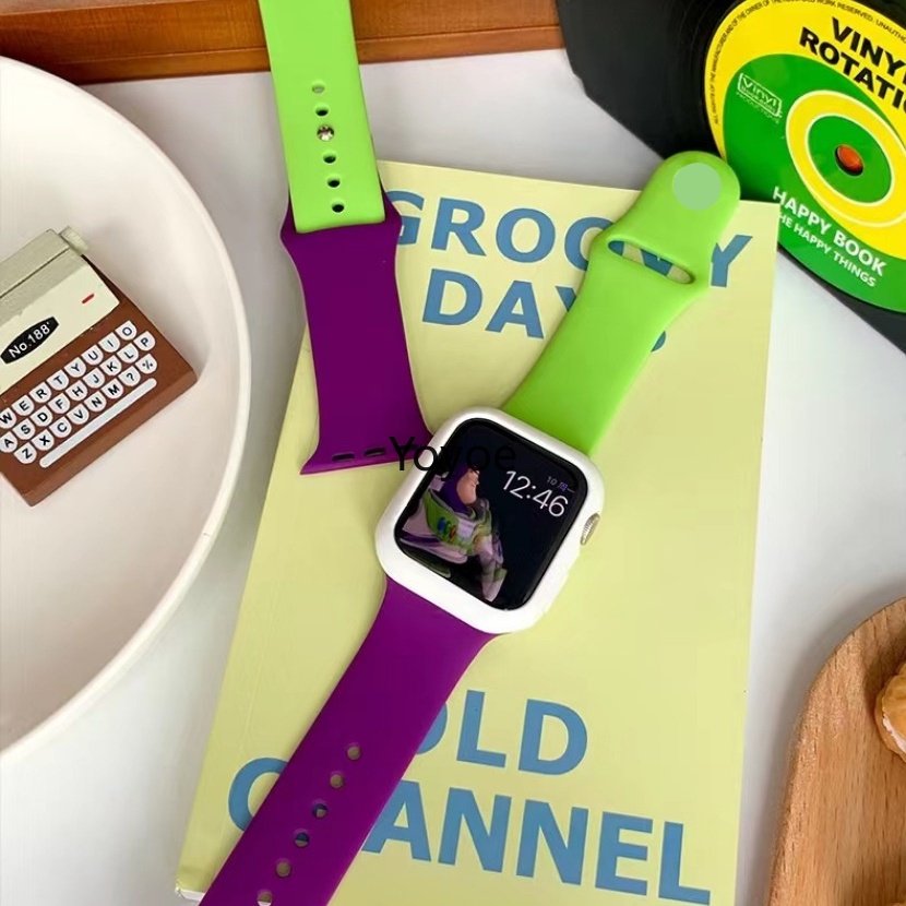 Silicone Dây Đeo Silicon Hai Màu 49mm 45mm 44 / 42mm 41 / 40 / 38mm Cho Đồng Hồ Thông Minh iwatch series 8 7 6 5 se 4 3