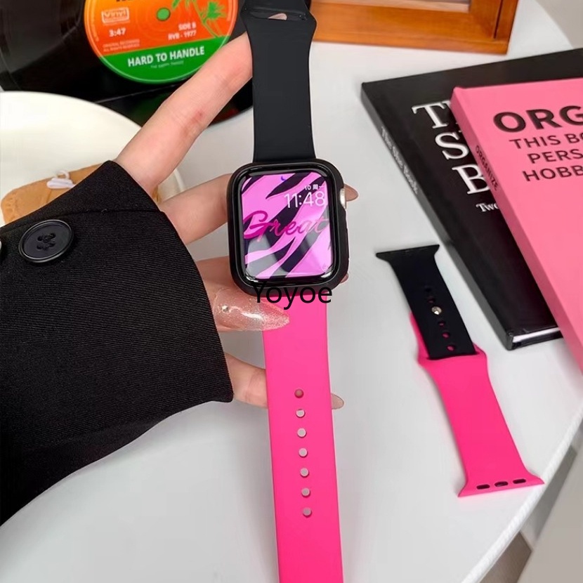 Silicone Dây Đeo Silicon Hai Màu 49mm 45mm 44 / 42mm 41 / 40 / 38mm Cho Đồng Hồ Thông Minh iwatch series 8 7 6 5 se 4 3