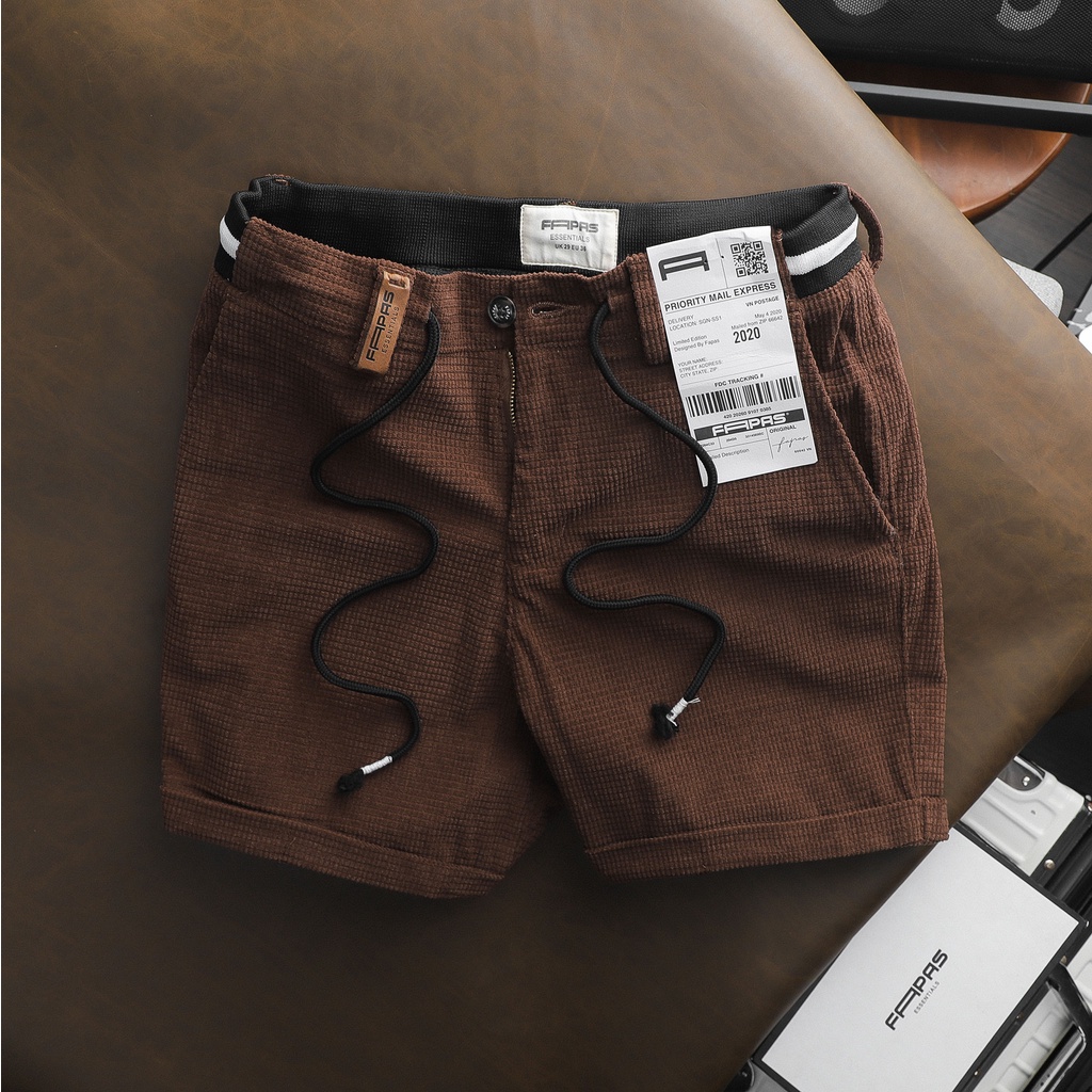 Quần Shorts Nam Chất Vải Pique Lưng Thun Dây Rút Lino ss2 FAPAS
