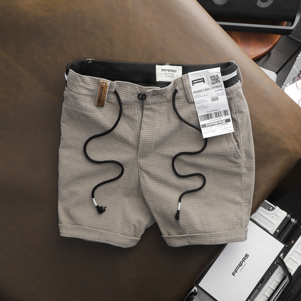 Quần Shorts Nam Chất Vải Pique Lưng Thun Dây Rút Lino ss2 FAPAS