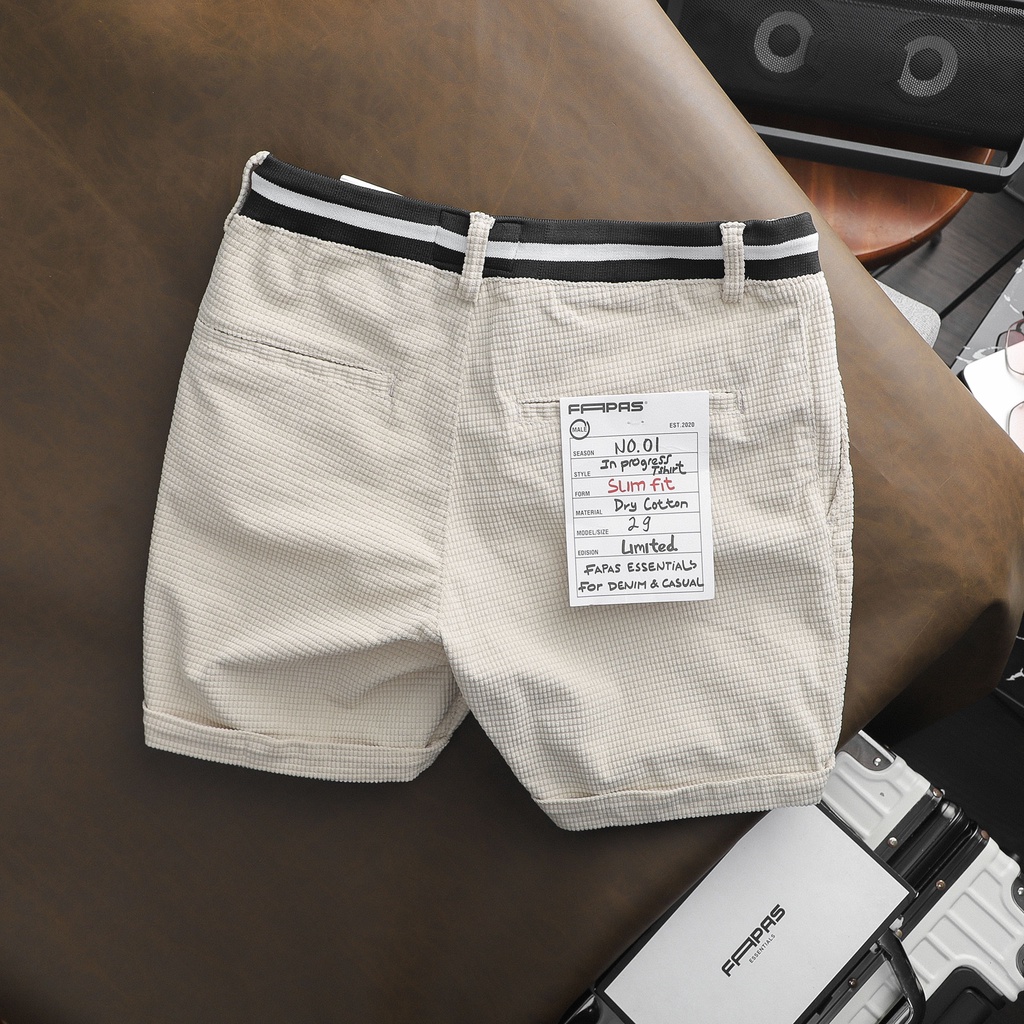 Quần Shorts Nam Chất Vải Pique Lưng Thun Dây Rút Lino ss2 FAPAS