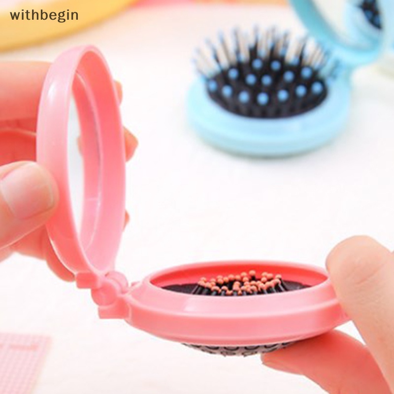Lược Chải Tóc mini Có Gương Soi Có Thể Gập Lại Và Mát Xa Da Đầu