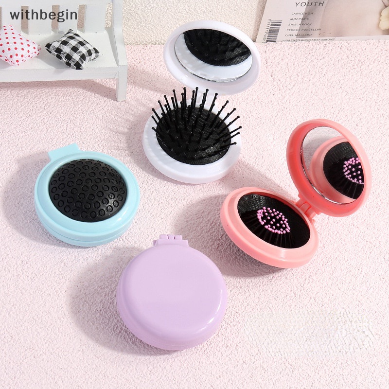 Lược Chải Tóc mini Có Gương Soi Có Thể Gập Lại Và Mát Xa Da Đầu