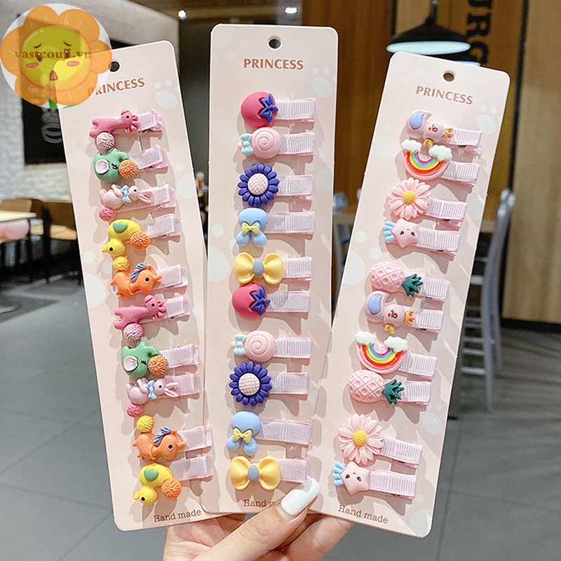 Vastji set 10 Kẹp Tóc Họa Tiết Hoạt Hình Xinh Xắn Cho Bé Gái vn