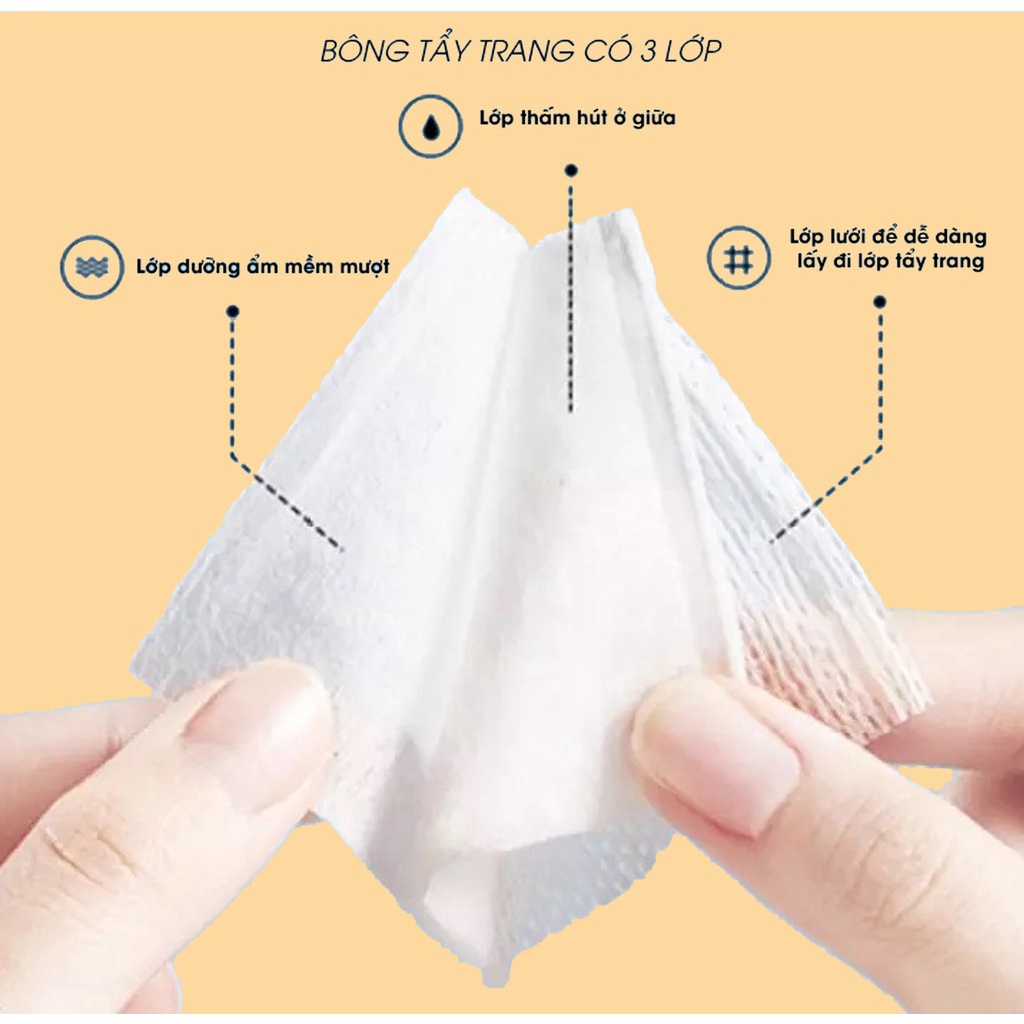 Bông tẩy trang  3 lớp Cotton Pads Túi 222 miếng