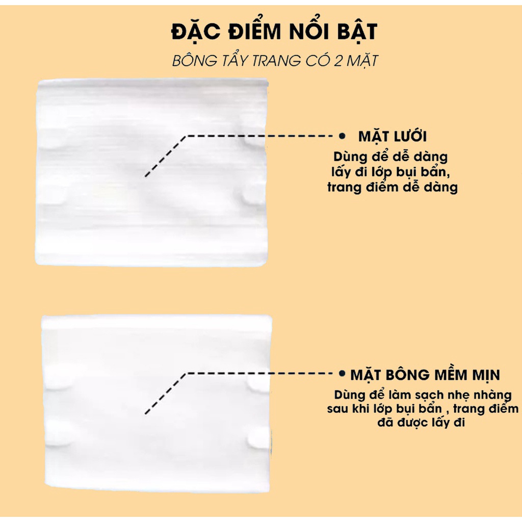 Bông tẩy trang  3 lớp Cotton Pads Túi 222 miếng