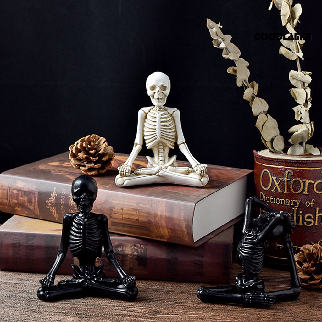 Goodlapdcx Bộ Xương Tập yoga Bằng Nhựa resin Thủ Công Hình Ma Vui Nhộn Làm Quà Tặng Lễ Hội halloween