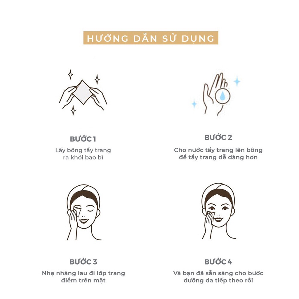 Bông tẩy trang  3 lớp Cotton Pads Túi 222 miếng