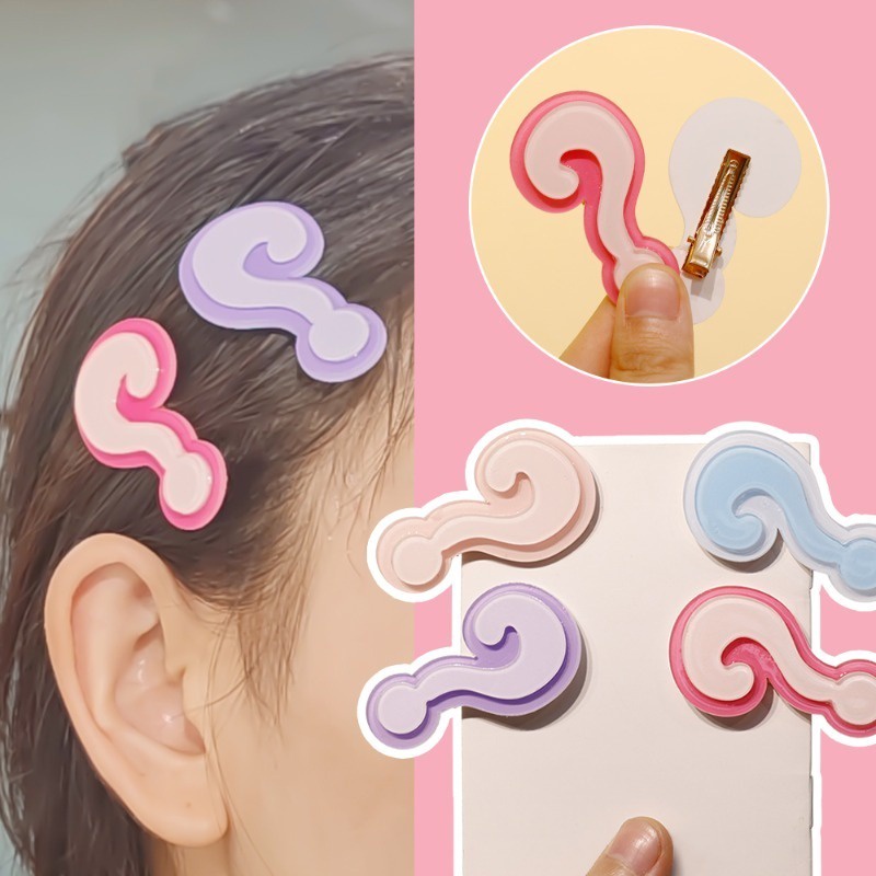 Kẹp Tóc Hình Dấu Chấm Hỏi Bằng resin Màu Sắc Ngọt Ngào Phong Cách harajuku Cho Nữ