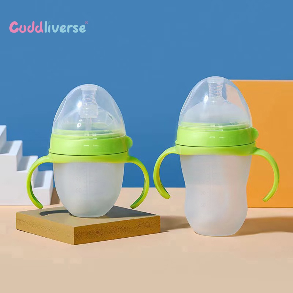 Bình Sữa Có Tay Cầm Và Ống Hút Bằng silicone An Toàn Dành Cho Trẻ