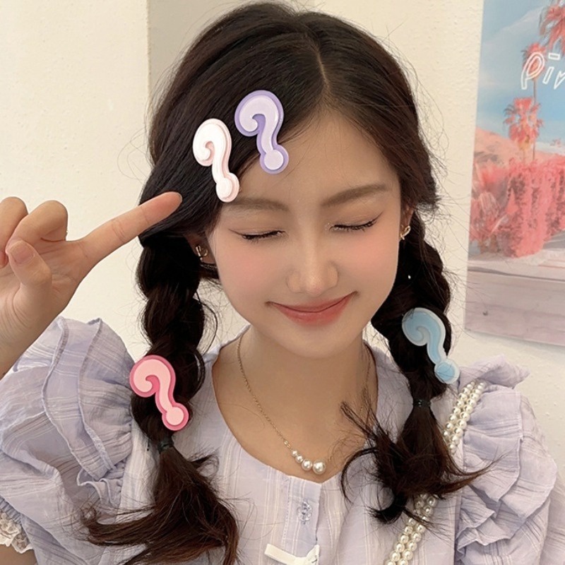 Kẹp Tóc Hình Dấu Chấm Hỏi Bằng resin Màu Sắc Ngọt Ngào Phong Cách harajuku Cho Nữ