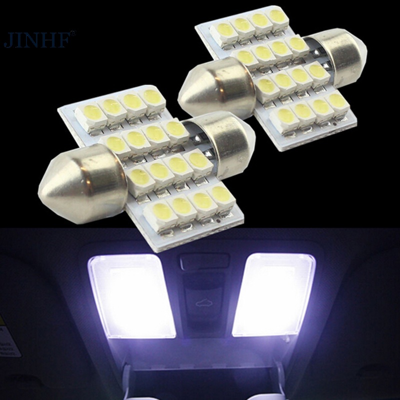 Set 2 Đèn led 31mm 3528 16 Bóng smd Ánh Sáng Trắng Dành Cho Ô Tô