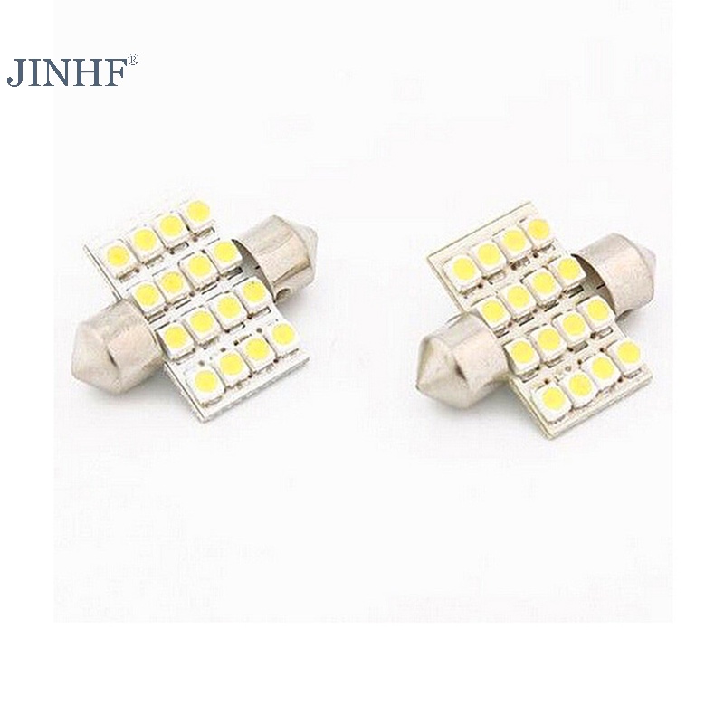 Set 2 Đèn led 31mm 3528 16 Bóng smd Ánh Sáng Trắng Dành Cho Ô Tô