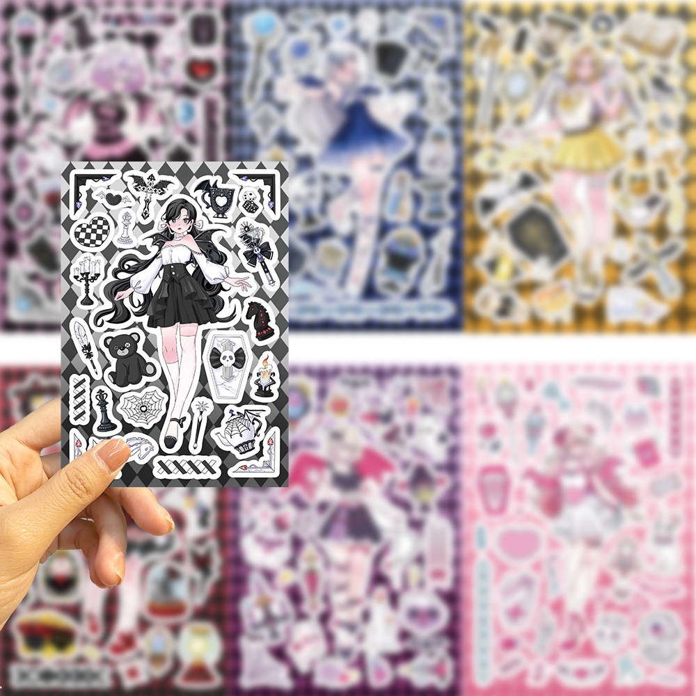 Bộ 8 Tấm Sticker Dán Trang Trí Hình Cô Gái Ác Quỷ diy