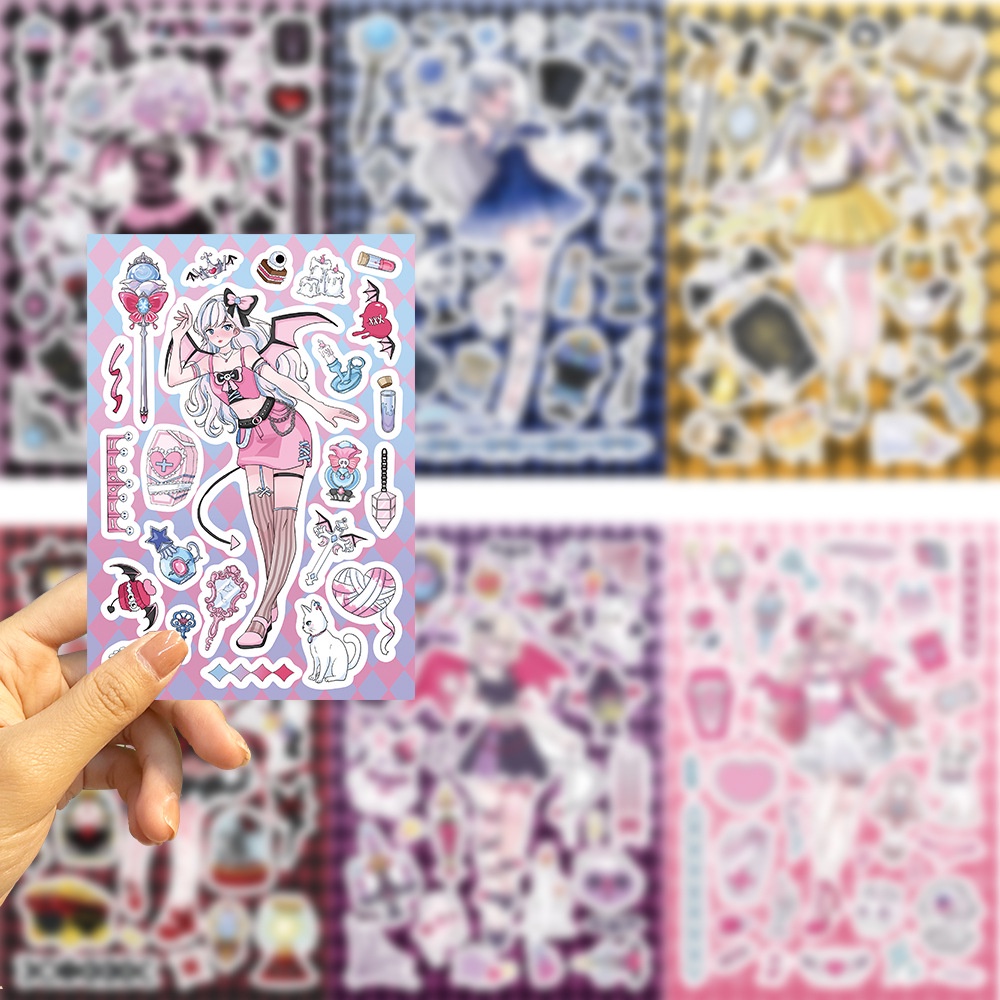 Bộ 8 Tấm Sticker Dán Trang Trí Hình Cô Gái Ác Quỷ diy