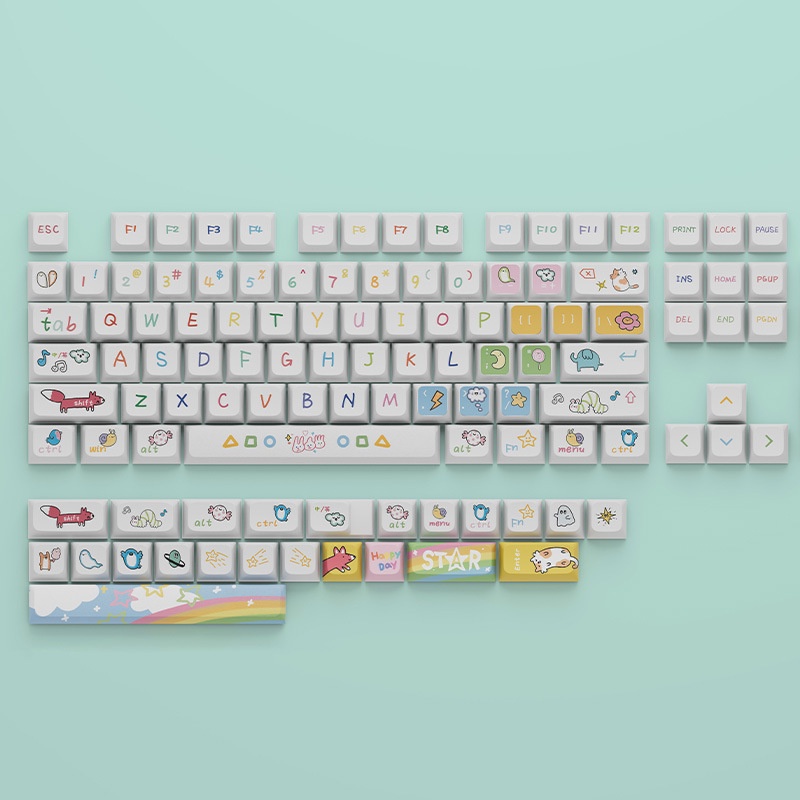 Animal Party keycaps XDA  Bàn Phím Cơ 127 Phím Hình Động Vật Dễ Thương