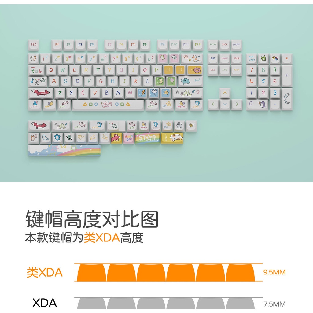 Animal Party keycaps XDA  Bàn Phím Cơ 127 Phím Hình Động Vật Dễ Thương