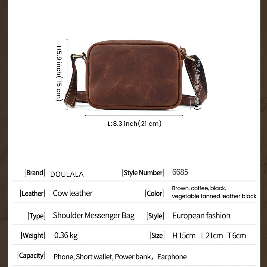 Túi Đeo Chéo mini Bằng Da Thật Để Điện Thoại Dành Cho Nam