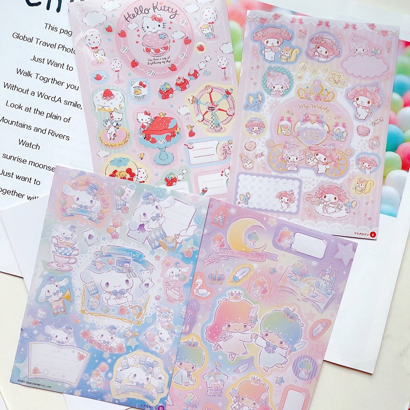 Sanrio Bộ 24 Miếng Dán Trang Trí laptop Chống Nước Hình Cún Cưng / Tai To Dễ Thương diy