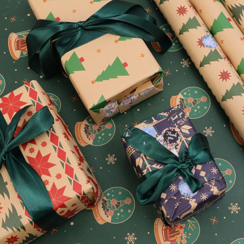 1 Giấy Gói Quà Giáng Sinh Dày Dặn In Hình Ông Già Noel Tuần Lộc diy