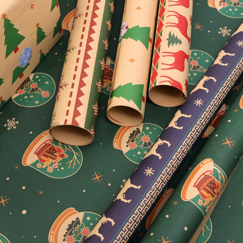 1 Giấy Gói Quà Giáng Sinh Dày Dặn In Hình Ông Già Noel Tuần Lộc diy