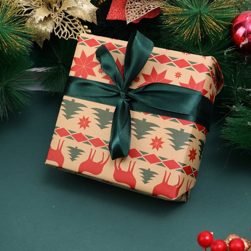 1 Giấy Gói Quà Giáng Sinh Dày Dặn In Hình Ông Già Noel Tuần Lộc diy