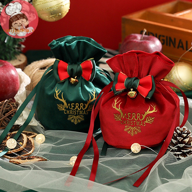 Yanca 1 Túi Dây Rút Đựng Kẹo Giáng Sinh / Tiệc Cưới / Năm Mới Bằng Vải Nhung Có Dây Rút vn