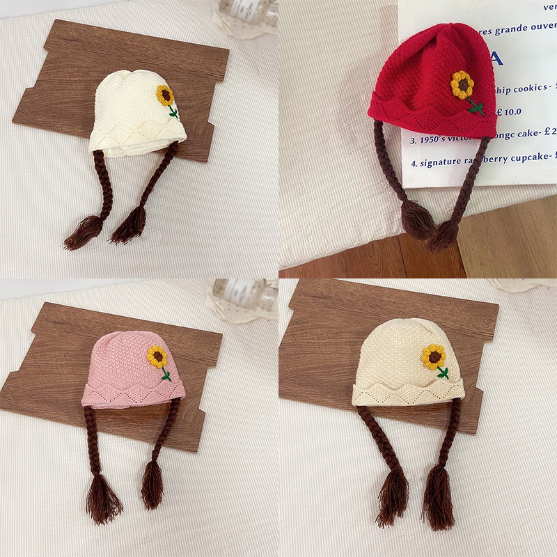 Mũ Len beanie Đính Tóc Giả Dễ Thương Cho Bé