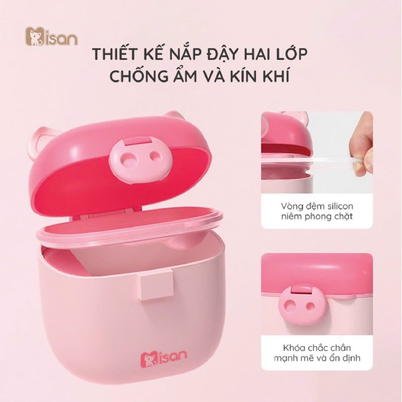 Hộp đựng sữa bột đồ ăn dặm Misan 440ml cho bé kèm thìa - Hộp chia sữa đựng hoa quả an toàn tiện lợi đi học chơi du lịch