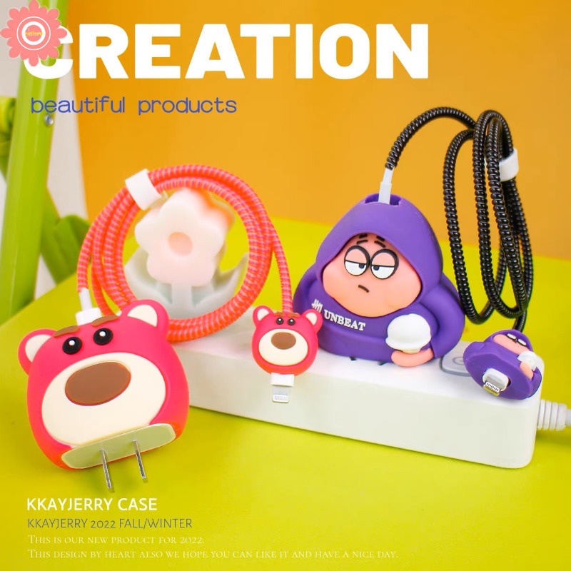 Vỏ Bọc Bảo Vệ Hộp Sạc Nhanh Cho apple 18w / 20w Hình Hoạt Hình Đáng Yêu