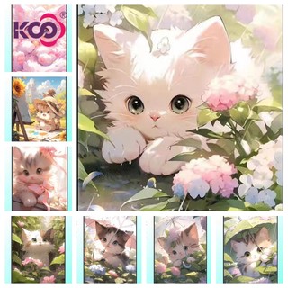 Bộ Tranh Đính Đá 5d Tự Làm 30x40cm / 40x60cm / 50x70cm Hình Mèo Truyện Tranh