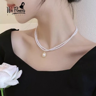 Vòng cổ hợp kim xỏ chuỗi hạt ngọc trai giả WE FLOWER xinh xắn cho nữ