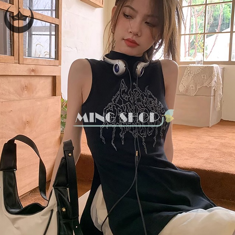 Áo Hai Dây Cổ Tròn In Họa Tiết retro Thời Trang Mùa Hè Cho Nữ