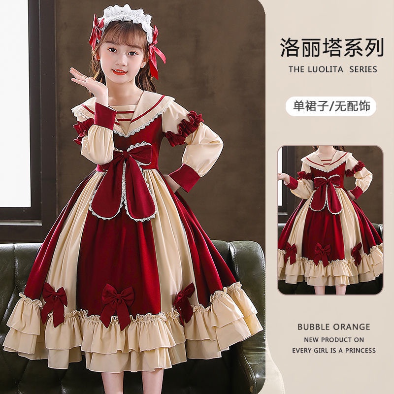 Đầm Công Chúa Phong Cách lolita Thời Trang Xuân Thu Cho Bé Gái