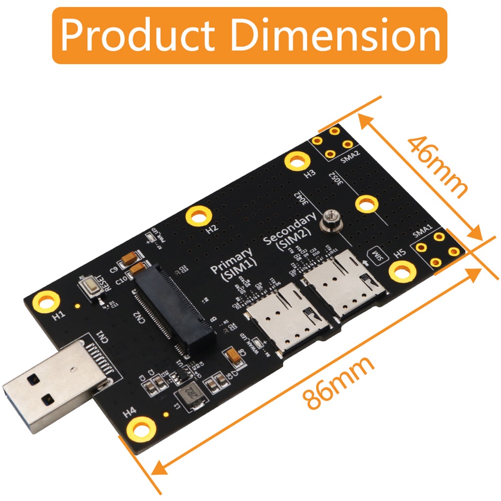 Card Mở Rộng Chuyển Đổi Từ m.2 Sang usb 3.0 Kèm Khe Cắm Thẻ sim Cho Mô Đun wifi 3g / 4g / 5g m2 key b 3042 / 3052