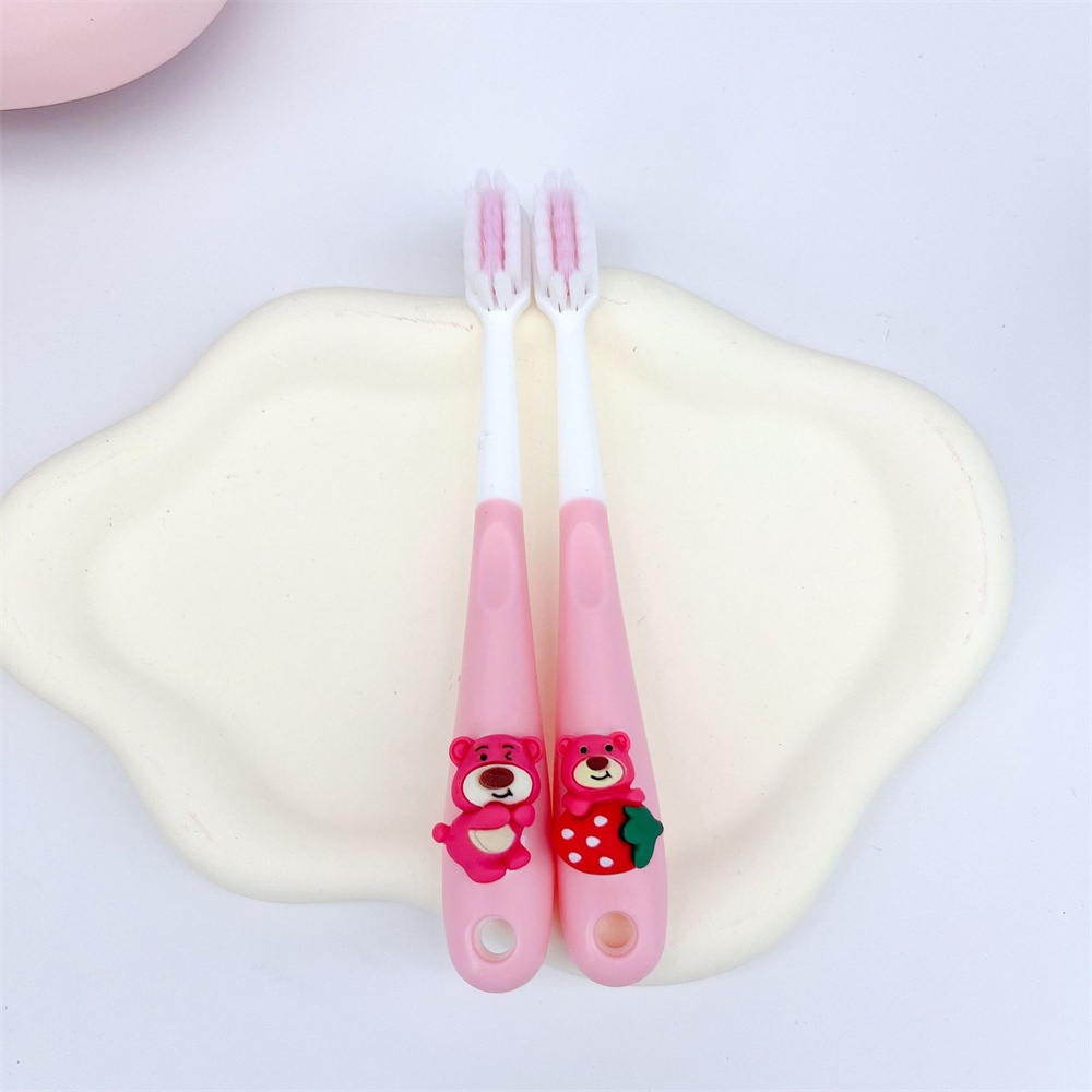 EELHOE Gấu Dâu Dễ Thương Bàn Chải Đánh Răng Trẻ Em Siêu Tốt Gia Đình Vạn Tóc Hồng Hoạt Hình Lông Mềm Bàn Chải Đánh Răng miiki_vn