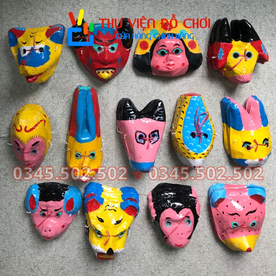 Mặt nạ giấy bồi tô màu sẵn hình dân gian trang trí Trung Thu