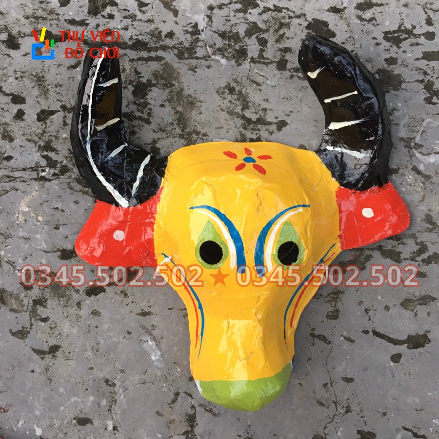 Mặt nạ giấy bồi tô màu sẵn hình dân gian trang trí Trung Thu