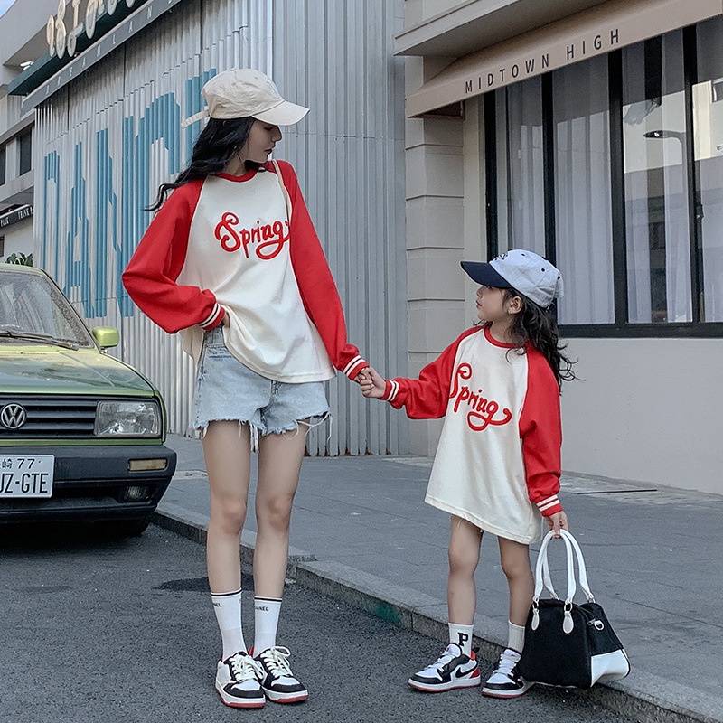 Áo Thun Tay Dài Dáng Rộng Thời Trang Mùa Xuân 2023 Cho Mẹ Và Bé