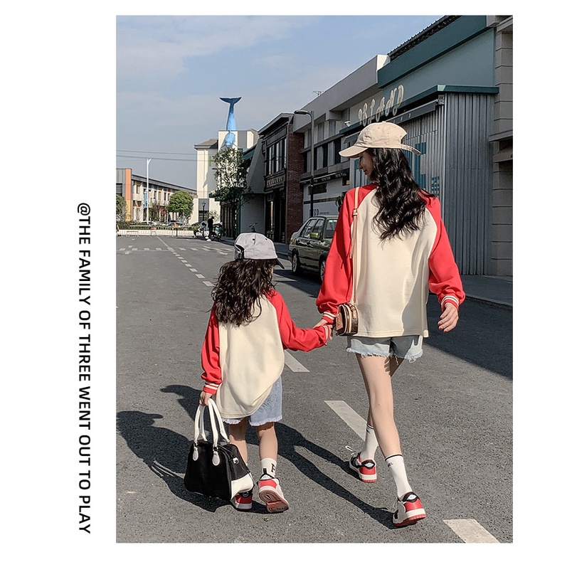 Ricoini Áo Thun Tay Dài Dáng Rộng Thời Trang Mùa Xuân 2023 Cho Mẹ Và Bé