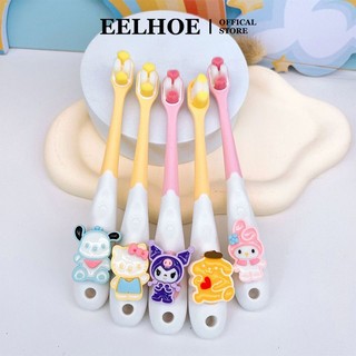 Bàn chải đánh răng trẻ em Kawaii Sanrio HelloKitty Cinnamoroll Kuromi Công chúa tóc mềm Bàn chải làm sạch răng miệng di động cho trẻ em 2-12 tuổi