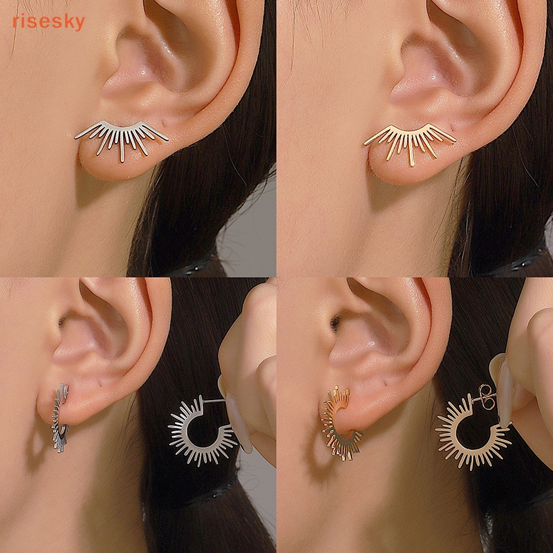 1 Đôi Bông Tai Dáng Dài Đính Mặt Trời Thời Trang Cho Nữ