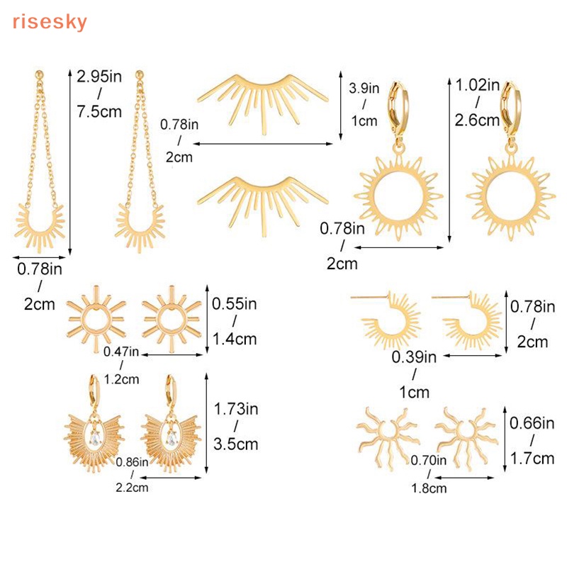 1 Đôi Bông Tai Dáng Dài Đính Mặt Trời Thời Trang Cho Nữ