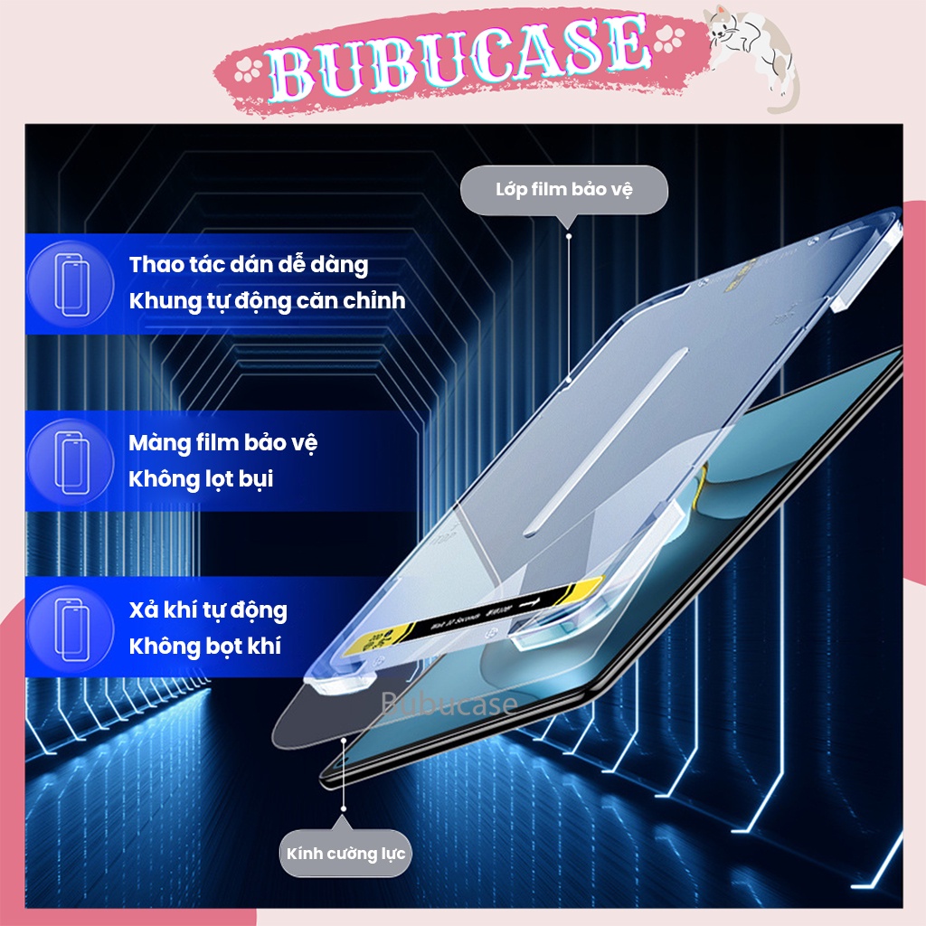 Kính Cường Lực Khuôn Tự Dán Cho iPad Cho Gen 5/6/7/8/9/10, Air 1/2/4/5, Pro 11", Pro 12.9" - Full Màn Hình