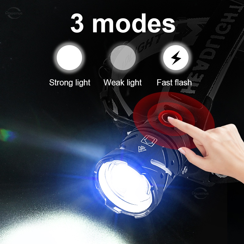 Đèn Pin Đội Đầu laser Ánh Sáng Trắng Siêu Sáng Sạc usb Công Suất Cao Có Thể Phóng To