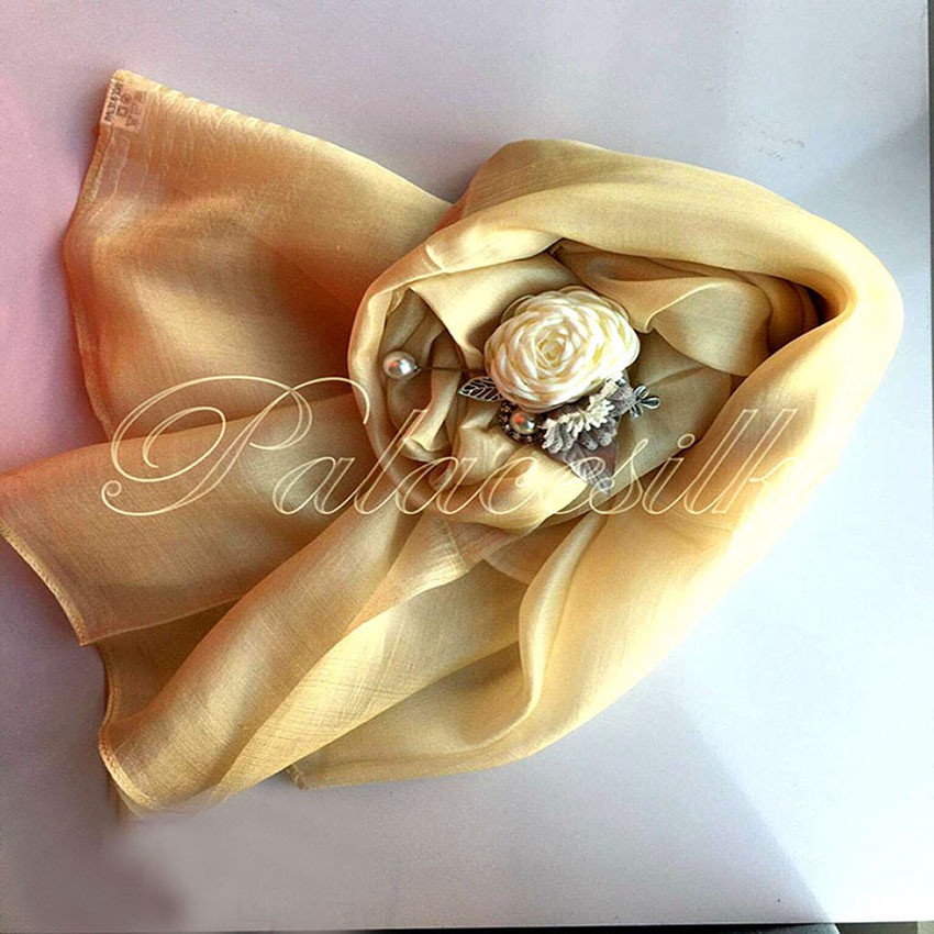 Khăn lụa tơ tằm trơn một màu PALACESILK, 100% tơ tằm cao cấp siêu nhẹ, mềm mượt, giữ nhiệt tốt