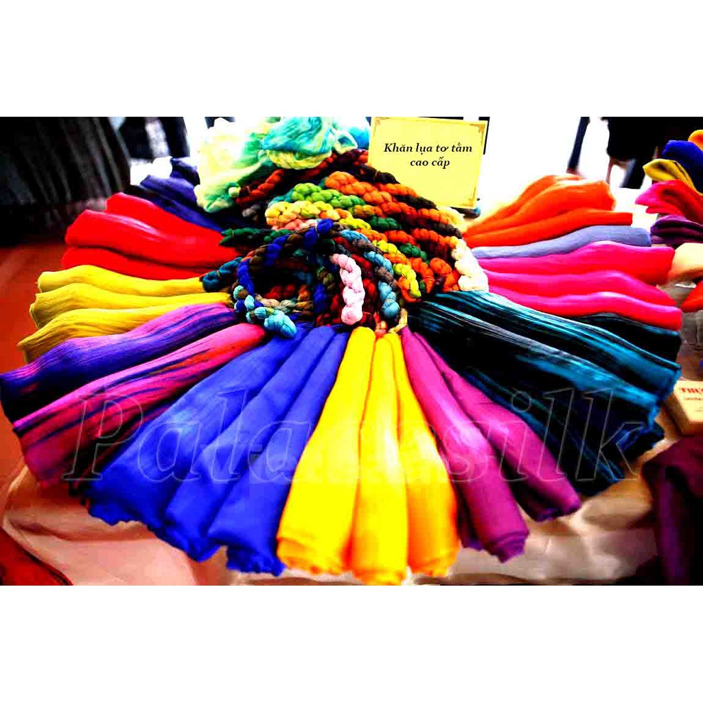 Khăn lụa tơ tằm trơn một màu PALACESILK, 100% tơ tằm cao cấp siêu nhẹ, mềm mượt, giữ nhiệt tốt